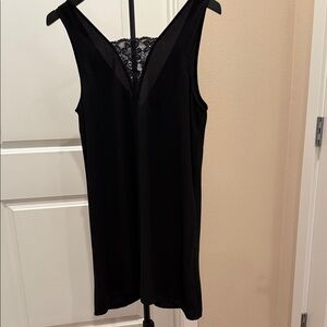 Black Lace-front v neck Women's dress